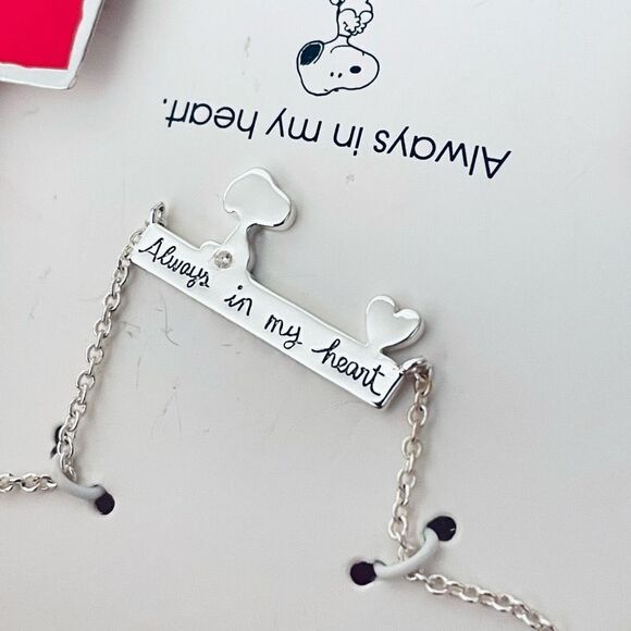 NWT Peanuts 14K Gold-Flash Plated Two-Tone Always In My Heart Pendant Necklace - Picture 8 of 11